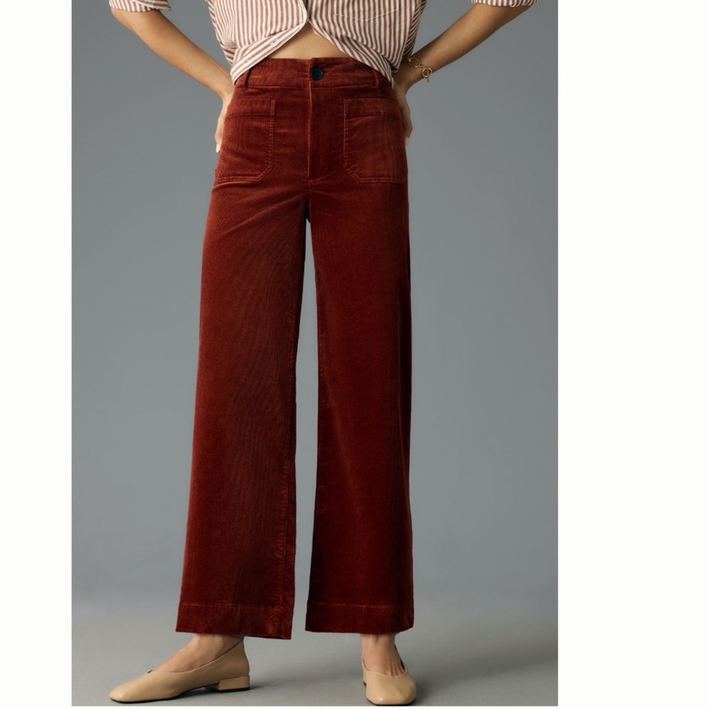 Anthropologie Maeve Colette Rust Corduroy Wide-Leg Pants